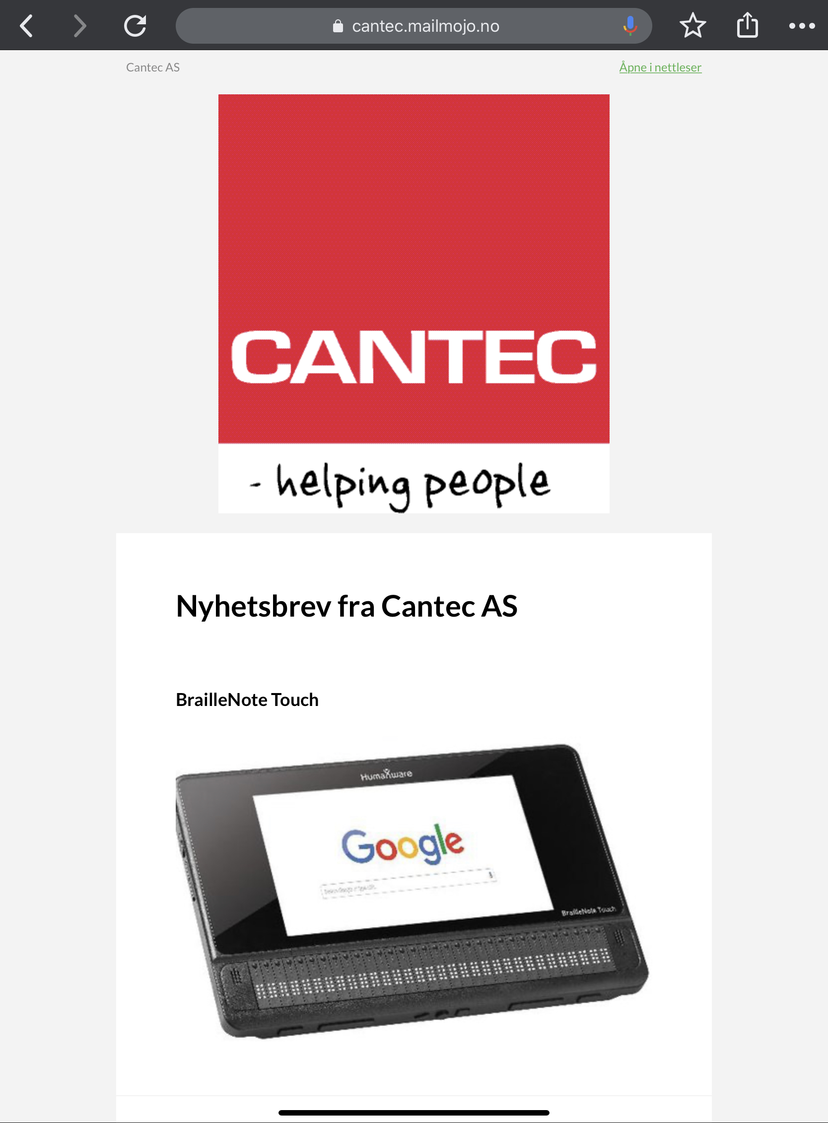 Påmelding til nyhetsbrev for Syn