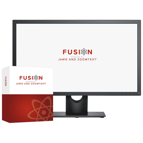 Bilde av programvaren Fusion og en datamonitor